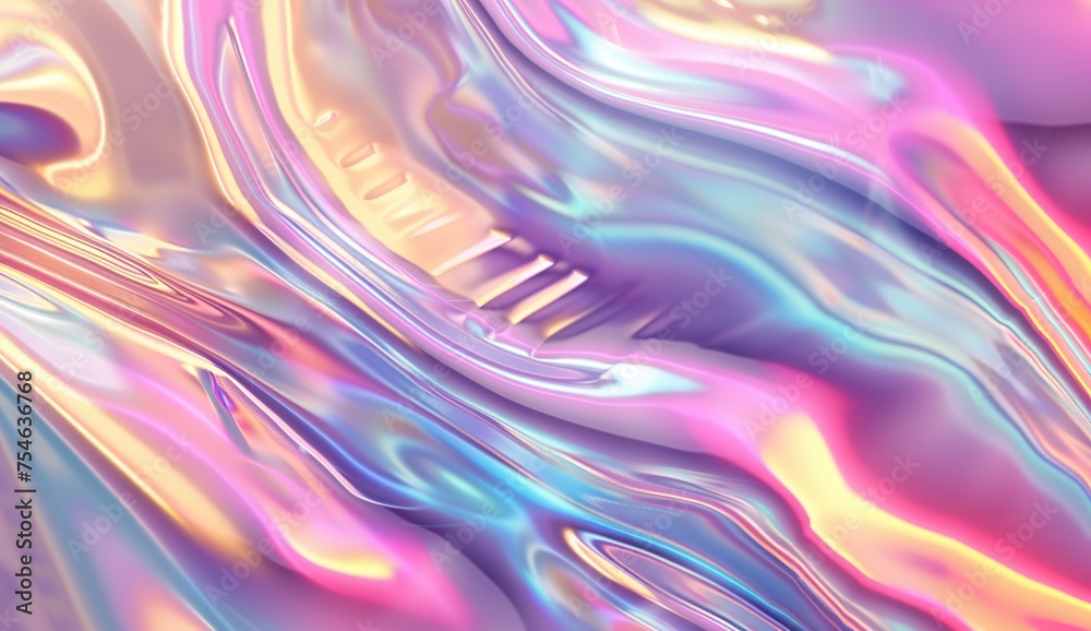 Abstract iridescent holographic background with wavy gradient for design, banner or cover. Hologram effect on soft pastel colors generative ai Abstract iridescent holographic background with wavy gradient for design, banner or cover. Hologram effect on soft pastel colors generative ai