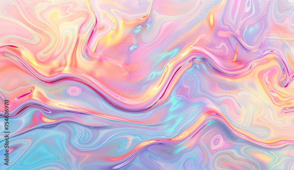 Obraz premium Iridescent pastel background with wavy patterns, with an iridescent liquid effect generative ai