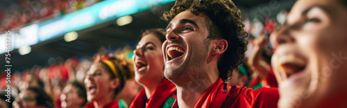 Portuguese football soccer fans in a stadium supporting the national team, A Selecao das Quinas
 photo