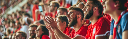 Serbian football soccer fans in a stadium supporting the national team 