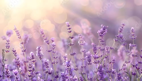 Summer garden background with lavender and Sun rays