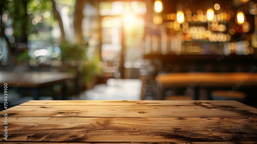 Wooden table top with copy space. Restaurant background Wooden table top with copy space. Restaurant background