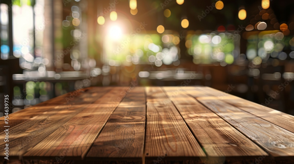 Wooden table top with copy space. Restaurant background Wooden table top with copy space. Restaurant background