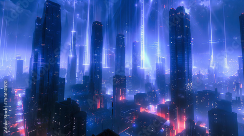 Urban Nightfall: A Sci-Fi Inspired Cityscape, Where the Future Meets the Familiar in a Neon Glow © Taslima