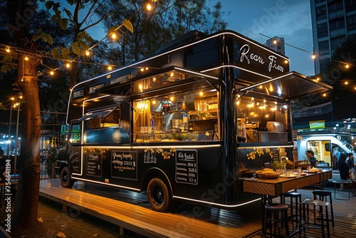 food truck on street food in nitght