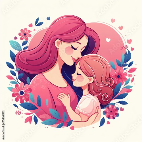 Mother s day illustration in paper poster with mother and child design  Generative Ai