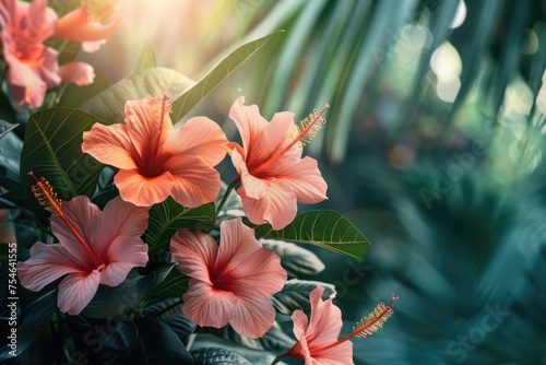 tropical flower natre background in summer
