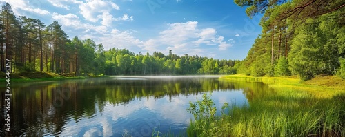 view of the lake in the middle of the forest