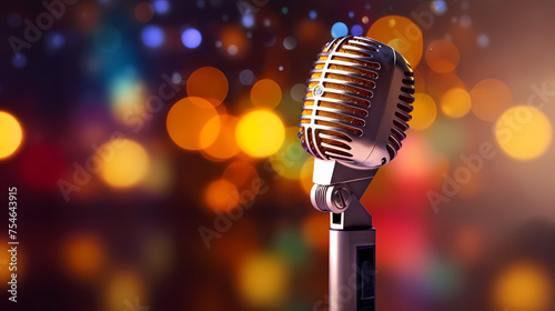 Sparkling microphone on background