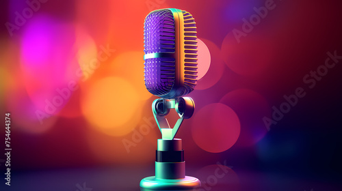 Sparkling microphone on background