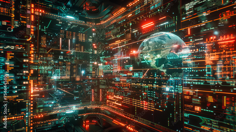 Illuminating the Future: A Vivid Portrayal of Modern Cities Meshed with Advanced Digital Networks and Futuristic Architecture