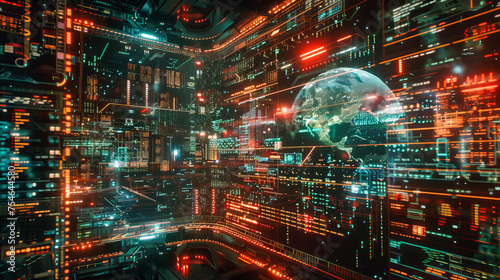 Illuminating the Future: A Vivid Portrayal of Modern Cities Meshed with Advanced Digital Networks and Futuristic Architecture