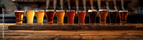 Artisanal beer flight diverse styles and colors