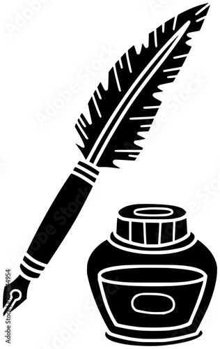 pen illustration novel silhouette literature logo letter icon journalist outline author poetry typewriter feather write writer literary poem word shape typewriter feather for vector graphic background