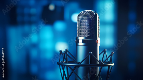 Sparkling microphone on background