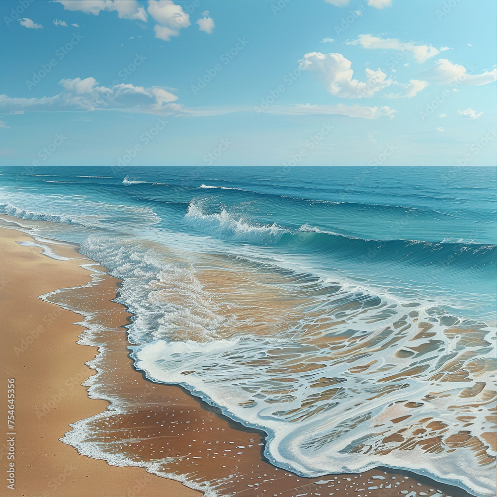 Serene beach scene with gentle waves