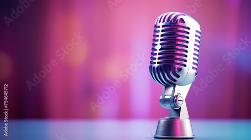 Sparkling microphone on background