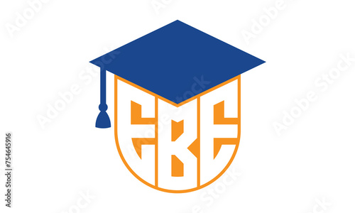 EBE initial letter academic logo design vector template. school college logo, university logo, graduation cap logo, institute logo, educational logo, library logo, teaching logo, book shop, varsity