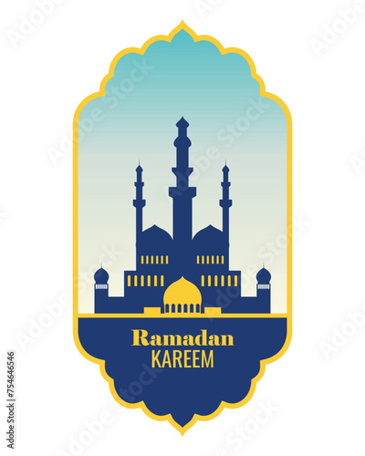 decorative ramadan blue gold mosque islamic logo icon concept vector design