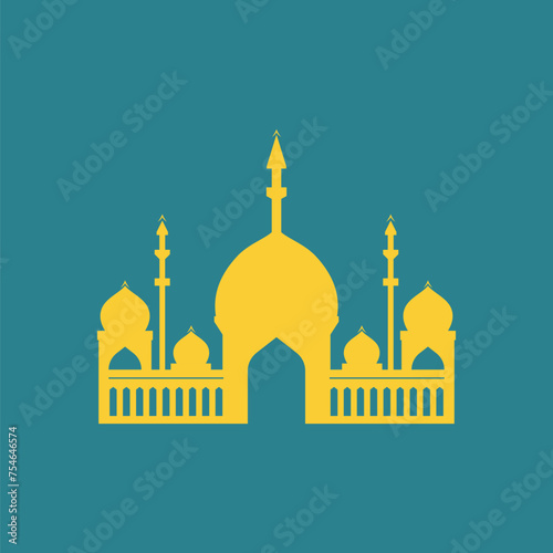 minimalist gold mosque islamic logo icon concept vector design