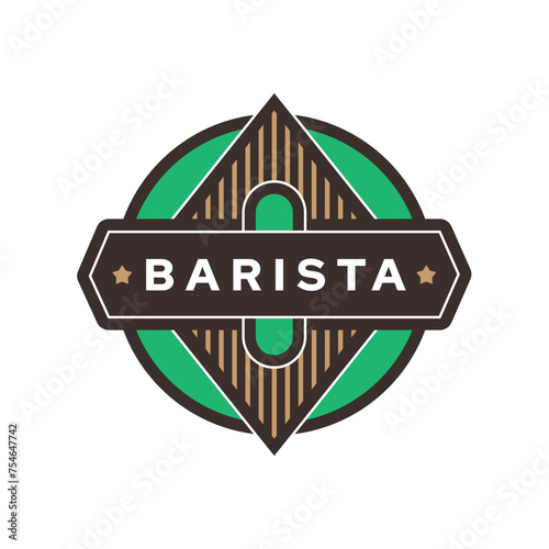 Barista logo design vector template. Business sign, symbol. Suitable for vintage coffee shop.