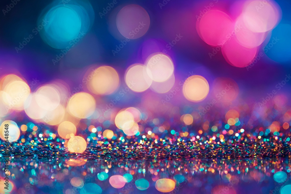 muddle lights abstract background, creative fantasy fluorescent colored,multicolor and brightly neon lines with blurred,glitter,defocused,reflections - obrazy, fototapety, plakaty 