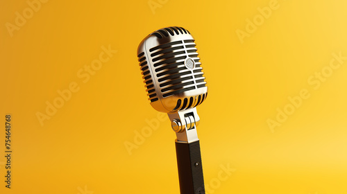 Beautiful blurred background with microphone on stage