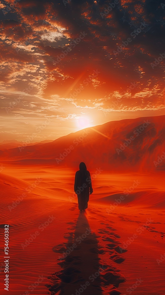 Unrecognizable person in a desert landscape