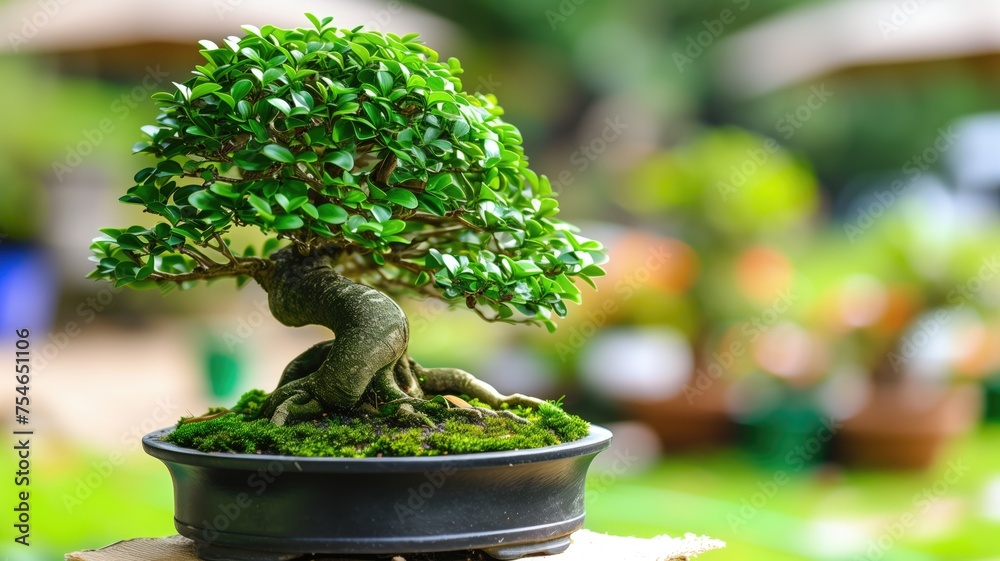 Lush bonsai tree in a traditional pot Lush bonsai tree in a traditional pot