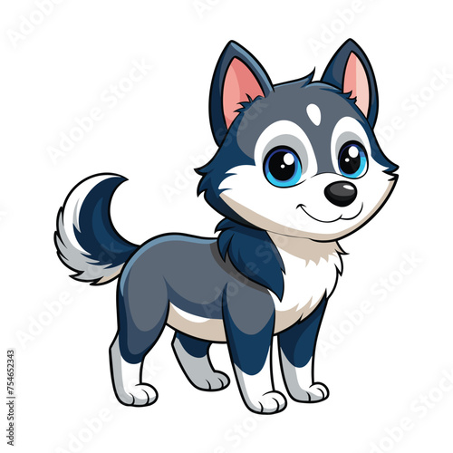 Cartoon husky puppy isolated illustration on white background