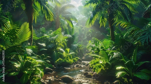 Immersive visuals of dense rainforests, exotic wildlife, and lush vegetation, showcasing the biodiversity and natural wonders of tropical rainforest ecosystems