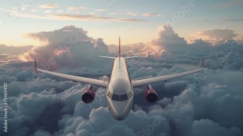 Airplane Travel, Dynamic images depicting air travel, including airplanes taking off, landing, or flying high above clouds, as well as passengers boarding planes or enjoying in-flight experiences