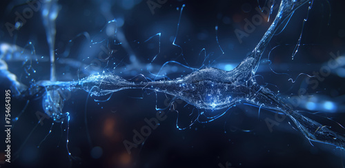 A detailed digital artwork of neurons transmitting electrical signals