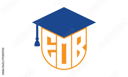 EOB initial letter academic logo design vector template. school college logo, university logo, graduation cap logo, institute logo, educational logo, library logo, teaching logo, book shop, varsity photo