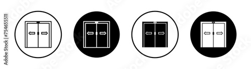 Automatic opening door flat line icon set. Automatic opening door Thin line illustration vector