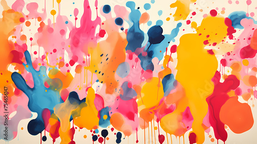 Seamless pattern with watercolor spots and abstract shapes