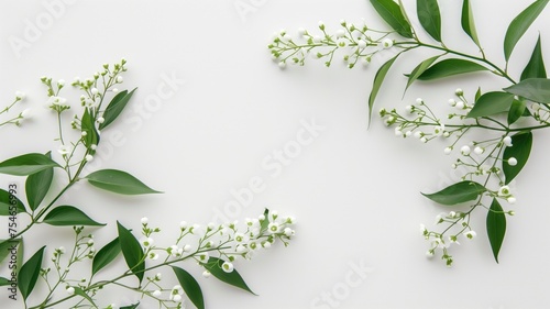 Fragile Lily of the Valley flowers gracefully arranged on a white background