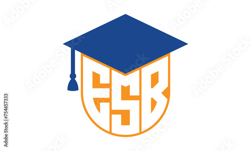 ESB initial letter academic logo design vector template. school college logo, university logo, graduation cap logo, institute logo, educational logo, library logo, teaching logo, book shop, varsity photo