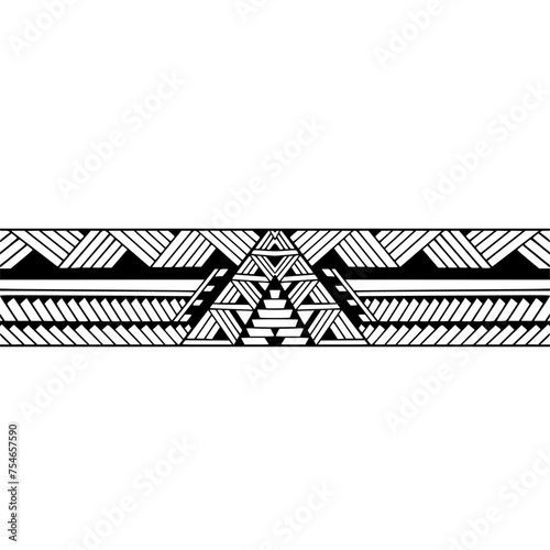 Wrap around arm polynesian tattoo design. Pattern aboriginal samoan. Vector illustration eps10.