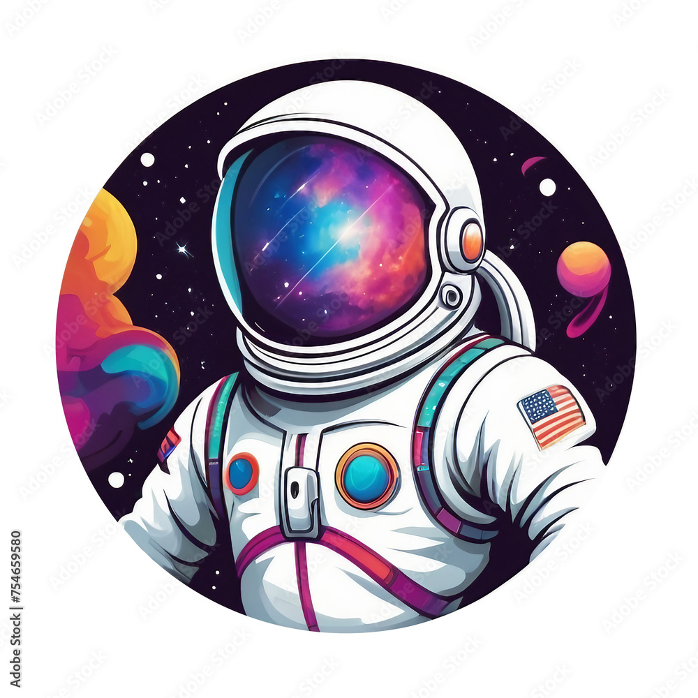 an astronaut in a space suit with planets in the background, vector art ...