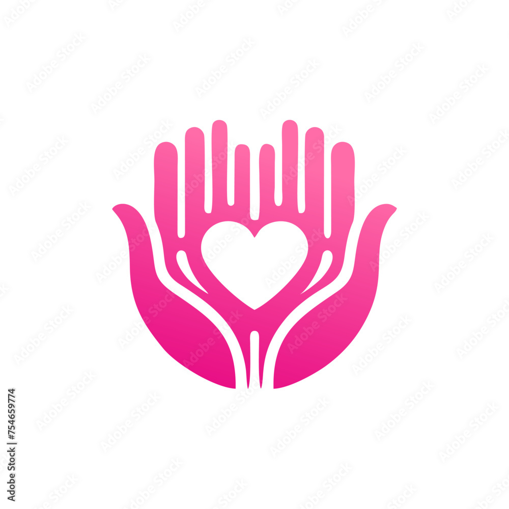 Hand and heart logo concept for healthy company Hand and heart logo concept for healthy company