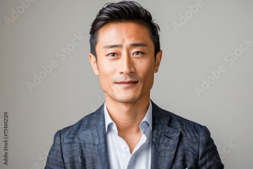 Confident Businessman in Suit Posing for Corporate Portraiture with Friendly Smile