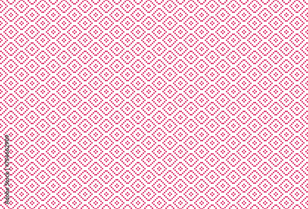 Most contemporary Thai fabric patterns are circular pink and stacked in equal-sized patterns It is shaped like a flower The white background of each circle gives the image dimension Use as wallpaper 
