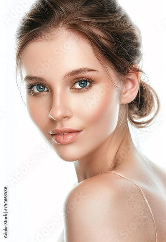 Photo portrait of young beautiful female sexy woman model face