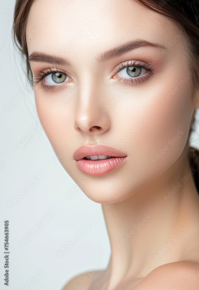 Fototapeta premium Photo portrait of young beautiful female sexy woman model face 
