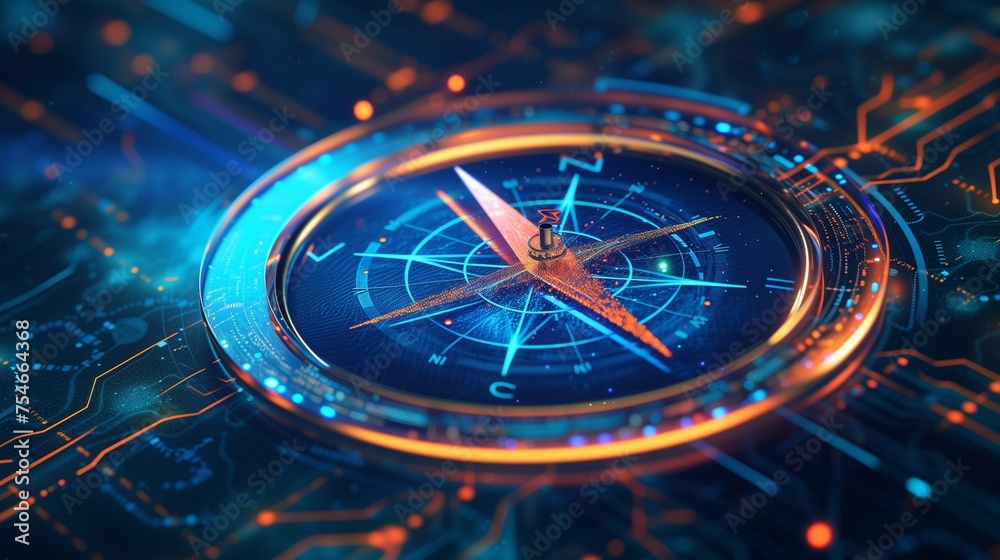 custom made wallpaper toronto digitalHolographic modern technology compass