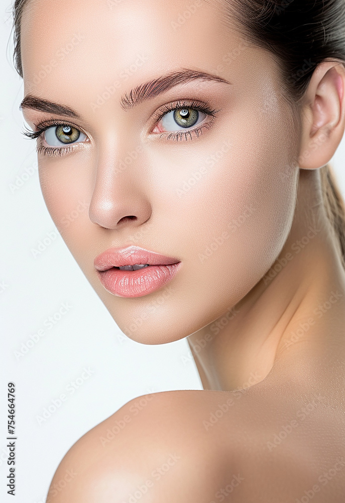 Fototapeta premium Photo portrait of young beautiful female sexy woman model face 
