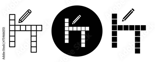 Crossword outline icon collection or set. Crossword Thin vector line art