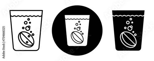 Soluble tablet outline icon collection or set. Soluble tablet Thin vector line art