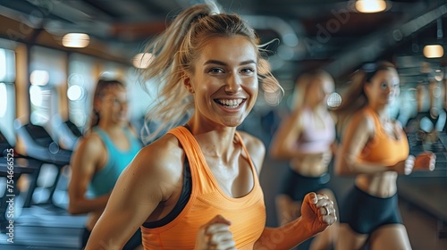 sport gym exercise and people concept happy fit people working out in gym  